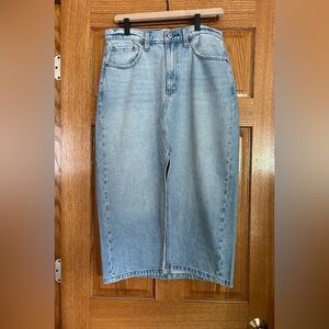 Abercrombie & Fitch Light Blue Denim Midi Skirt